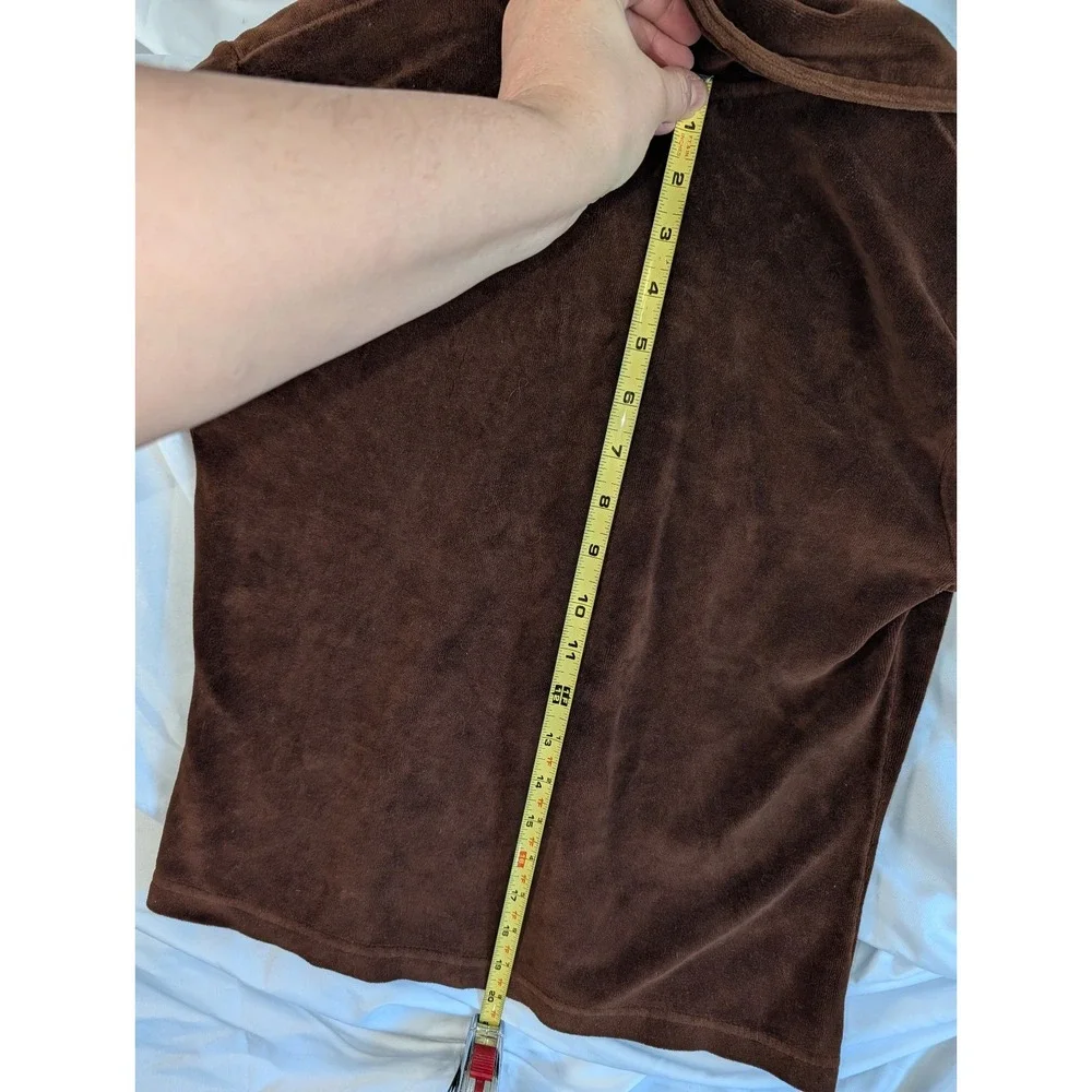 VTG Velour Velvet Brown 70s 1/4 Zip long sleeve Talon Disco Mens M vintage JMX